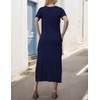 Cnlinkco Maxi Dress for Women 2024 Plain Crew Neck Casual