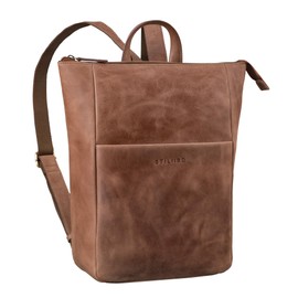 STILORD 'Linda' Stylischer Lederrucksack Damen Groß Laptop-Rucksack 13 Zoll bis 13,3 Zoll Notebookrucksack als Arbeitsrucksack Tagesrucksack Kurierrucksack Echtleder, Farbe:messina - braun