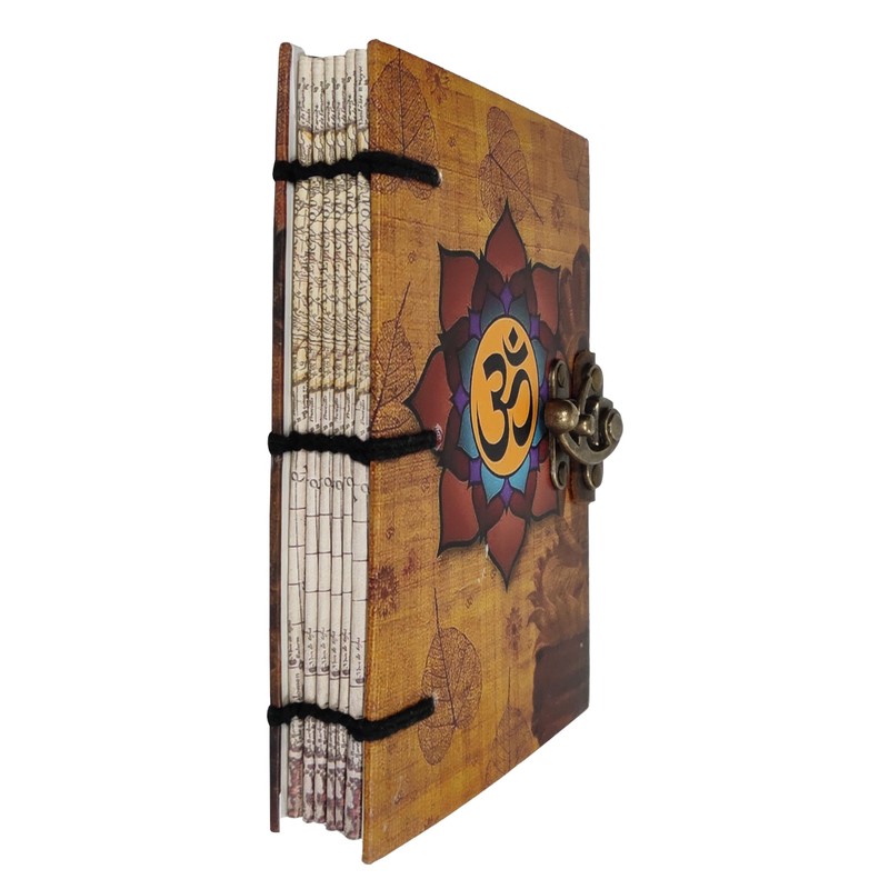 Purpledip Paper Vintage Diary Journal 'Om': Handmade Paper, Hard Bound,
