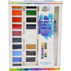 ART&GO Nomad AG42475 18 Colours Watercolour Paints, Plastic, White, Fine
