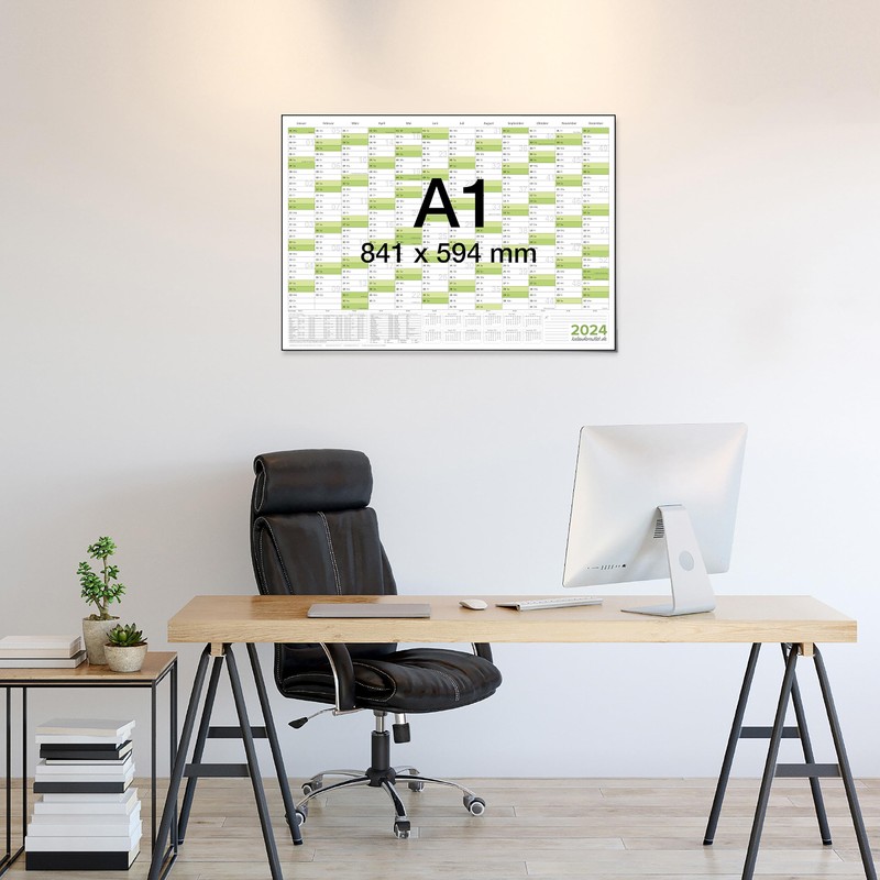 Kalenderoutlet DIN A1 Wipe-Clean Wall Calendar 2026 Rolled 84.0 x