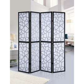 Roundhill Furniture Giyano 4 Panel Screen Room Divider, Gold