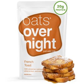 Oats Overnight French Toast - Overnight Oats with 20g Whey Protein, High Fiber Breakfast Protein Shake - Gluten Free Oatmeal, Non GMO High Protein Oatmeal (2.7 oz per Meal) (24 Pack)
