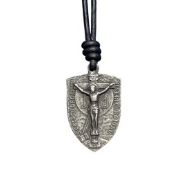 Gold Virgin Mary Jesus Crucifix Necklace - Women Miracles Medal, Men Silver Medallion, Religious Jewelry, Christmas Gifts, Medalla Milagrosa, Pasion de Cristo, Believe (Silver)