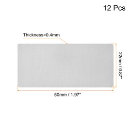 sourcing map Blank Metal Card, 2" x 0.9" Brushed 201 Stainless Steel Plate for DIY Laser Engraving Nameplate, 0.4mm Thick Silver Tone 12 Pcs