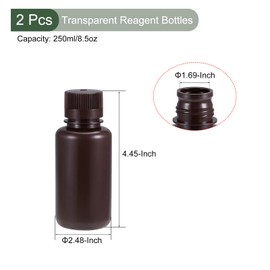 YOKIVE 2 Pcs Chemistry Reagent Bottle, Lab Containers with Small Mouth | Liquid Storage, Great for Laboratory, Stores, Factory (Brown, 8.5-Oz)