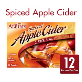Alpine Original Spiced Apple Cider Instant Drink Mix, Rich in Vitamin C and Low Calorie, 0.74 Oz Pouch (Pack of 120)
