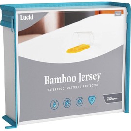 LUCID Waterproof Mattress Protector Single Bed – Extra deep fitted – Premium Rayon from Bamboo Jersey – Ultra Soft – Single (90 x 190 cm), White