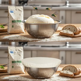 Reusable Bowl Covers for Bread Proofing - 3 Pieces Linen Cotton Cloth Washable Elastic Cover for Bread Proofing, Perfect for Sourdough Proofing - Beige