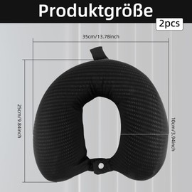 Foyods Pack of 2 U-Shape Bolster Covers, 35 x 25 cm, Black Neck Pillow Cover, Soft Cover, Neck Pillow for On the Go, Washable Cover for Bolster with Zip