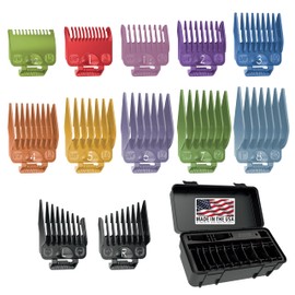 Wahl Clipper Genuine Secure-Fit™ Attachment Guard Organization Kit with Color Pro Colored Hair Clipper Guide Combs, 14 Piece Premium Storage Kit for Wahl Hair Clippers, Multicolor - 3291-100