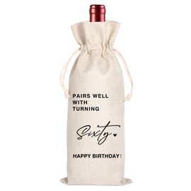 60th Birthday Wine Bag | Sixty Birthday Gift | 60 Years Old Gift | Idea Wine BagPairs Well with Birthday Bag | Birthday Gift For Him Her | 1964 Unique Birthday Gift 11WB55 (60th Birthday)
