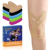 Precut Kinesiology Tape for Knees,24 Ct,20% Stronger Adhesive,Beige