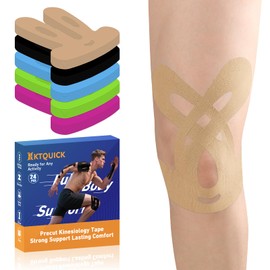 Precut Kinesiology Tape for Knees,24 Ct,20% Stronger Adhesive,Beige