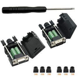 YIOVVOM DB9 Breakout Connector to Wiring Terminal RS232 D-SUB Female Serial Adapters Port Breakout Board Solder-Free Module with case(1PCS Female Adapter +1PCS Male Adapter)