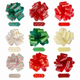 ONTODEX 27PCS Christmas Gift Wrap Bows for Presents, Xmas Pull Bows Easy and Fast Ribbons Gift Wrapping Accessory Holiday Decoration