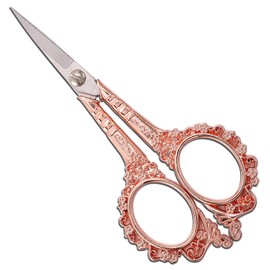 YOUGUOM Embroidery Scissors Sewing Scissor Sharp Craft Shears for Cross Stitch, Needlework, Threading Cutting Handcraft DIY Tool - 4.5in Rose Gold Vintage European Style