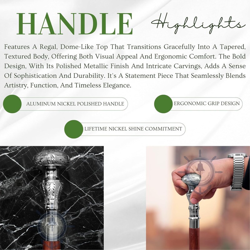 Premium Chromed Deluxe Walking Sticks | Rosewood Crafted Walking Cane