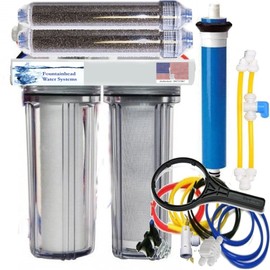 FOUNTAINHEAD WATER SYSTEMS RO/DI Reverse Osmosis Aquarium/Reef System 5 Stage Clear Manual Flush Valve 100 GPD