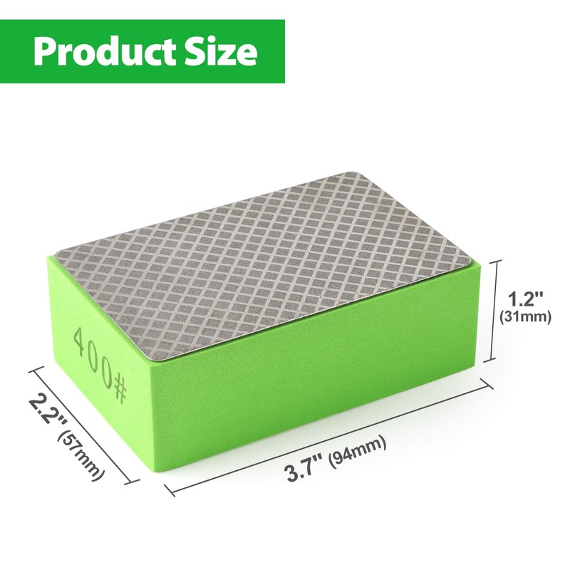 WORKEASE Diamond Hand Polishing Pads, 4PCS Diamond Sanding Block 60/120/240/400
