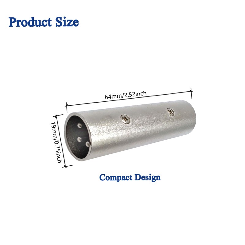 Voluty Tek XLR Male to 3 Pin XLR Microphone Adapter