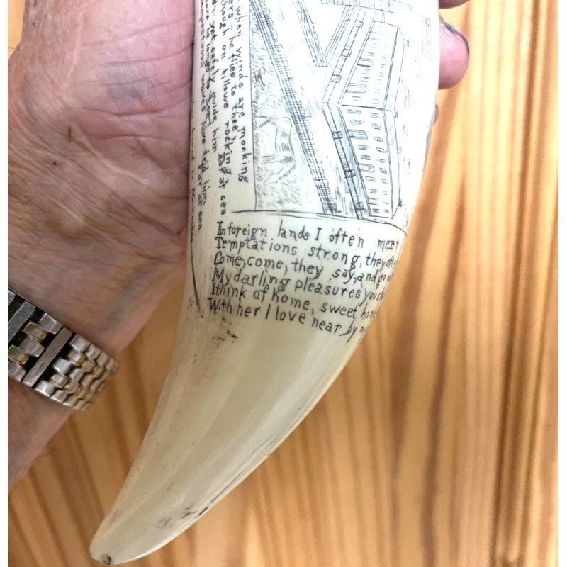NEW !! Scrimshaw whale tooth resin REPLICA "A Sailor's prayer"