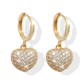 Rhinestone Heart Earrings Heart Hoop Bling Earrings CZ Love Heart Stud Earrings Heart Drop Earrings Jewelry for Women and Girls