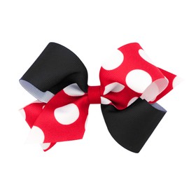 Wee Ones Girls' Medium Two-Tone Dot Print Hair Bow - Red and Black