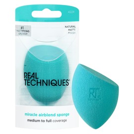 Real Techniques Miracle Airblend Sponge, Matte Makeup Blending Sponge, For Liquid, Cream, & Powder Products, Offers Medium To Full Coverage, Foundation Sponge, Packaging May Vary, 1 Count