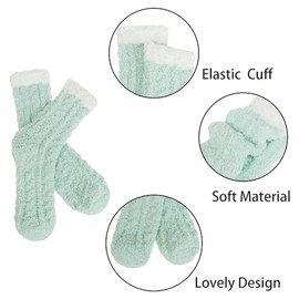 JZS Womens Winter Fuzzy Socks, 5 Pack Cozy Super Soft Fluffy Slipper Socks Warm Fuzzy Christmas Sleeping Socks