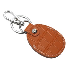 PATIKIL Leather Key Fob, Genuine Leather Keys Cover RFID Key Fob Protector Air Tag Holder Keychain Case with Key Ring & Screwdriver for Car Key ID Key Cards Orange