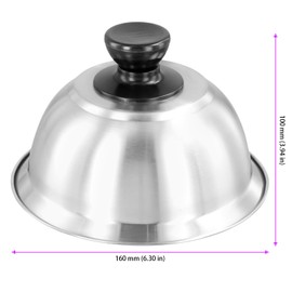 KOHAND 4 PCS Burger Dome, 16 x 10 cm Stainless Steel Burger Covers with Handle, Round Burger Cloches for Making Burger, Steak