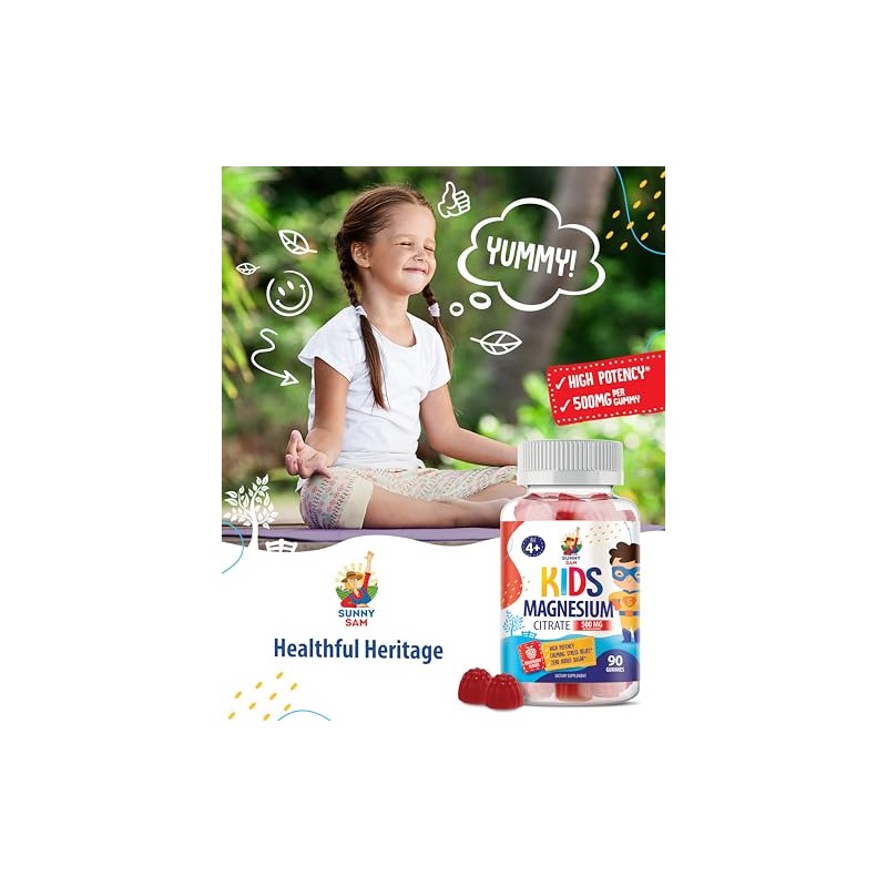 Sunny Sam Gomitas Magnesio Azúcar Niños Adolescentes 500mg Tranquilas Citrato