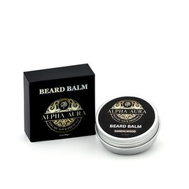 Alpha Aura Beard Balm – Beard Butter & Softener for Men with Argan & Jojoba Oil – Moisturizer & Wax with Beeswax & Shea Butter (1oz) (Sandalwood)