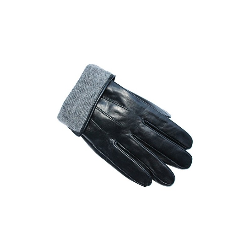 Jasmine Silk Ladies Luxury Black Plain Leather Cashmere Lined Gloves