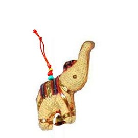Rastogi Handicrafts Set of 5 Multi Colored Elephant,Bird,Camel,Heart,Bell,Umbrella Festival Decorative Collectible Fabric Animals Or (WHITE ELEPHANT)