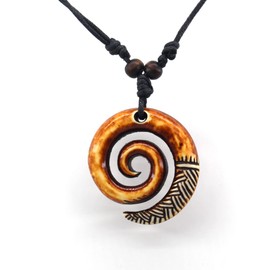 Scddboy Spiral Koru Necklace Maori Tribal Necklace for Men Women,Adjustable Black Rope Cord Necklace