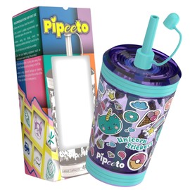 Pipeeto - 480ml Tumbler with Lid and Straw, Reusable Kids Cup, BPA Free, Leakproof, Non-Spill, Kids Gift, Travel Mug…