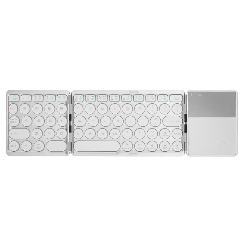 Round Key Bluetooth Foldable Keyboard with Touchpad Universal 140mAh Wireless