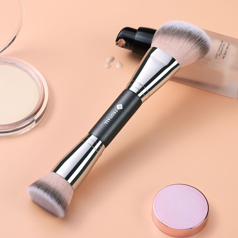 TEOYALL Dual-Ended Foundation Contour Brush, Flat Top and Angled Synthetic