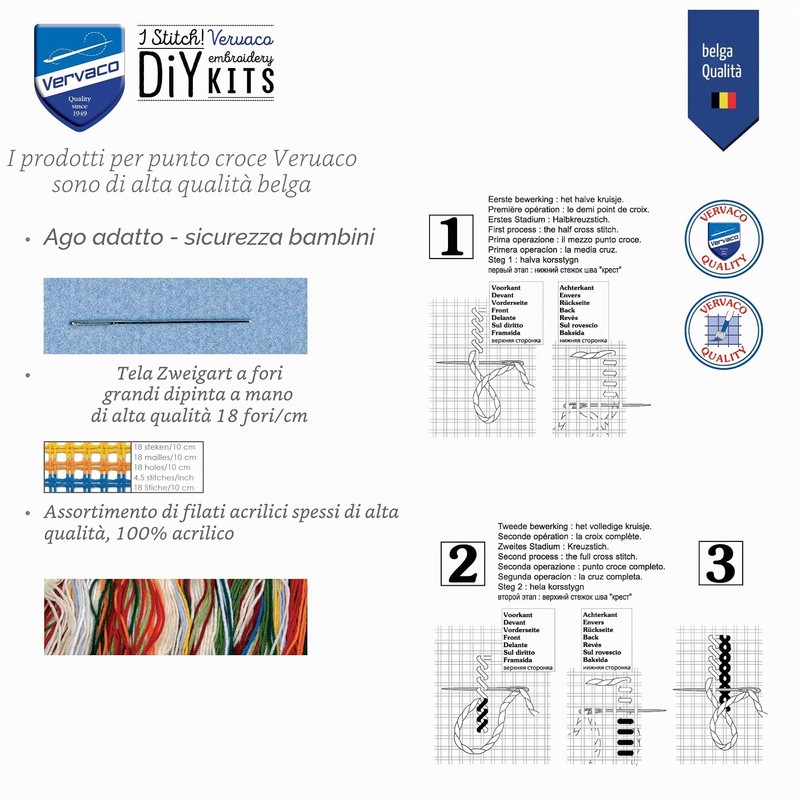 VERVACO Kit Cuscino Punto Croce PETTIROSSO Set Ricamo Principianti Cuscini