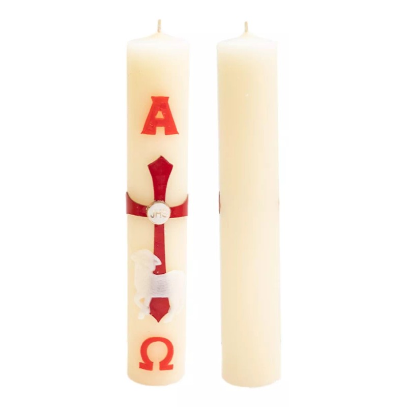 CEB 4 Cirios Pascuales Decorados Incrustación De Cera 19 Cm