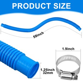 4 Pack Pool Hoses for Above Ground Pools 1.25" x 59" Replacement Pool Pumps Hose Filter Pumps Hose with 8 Metal Clamps for Swimming Pools Filter Pump