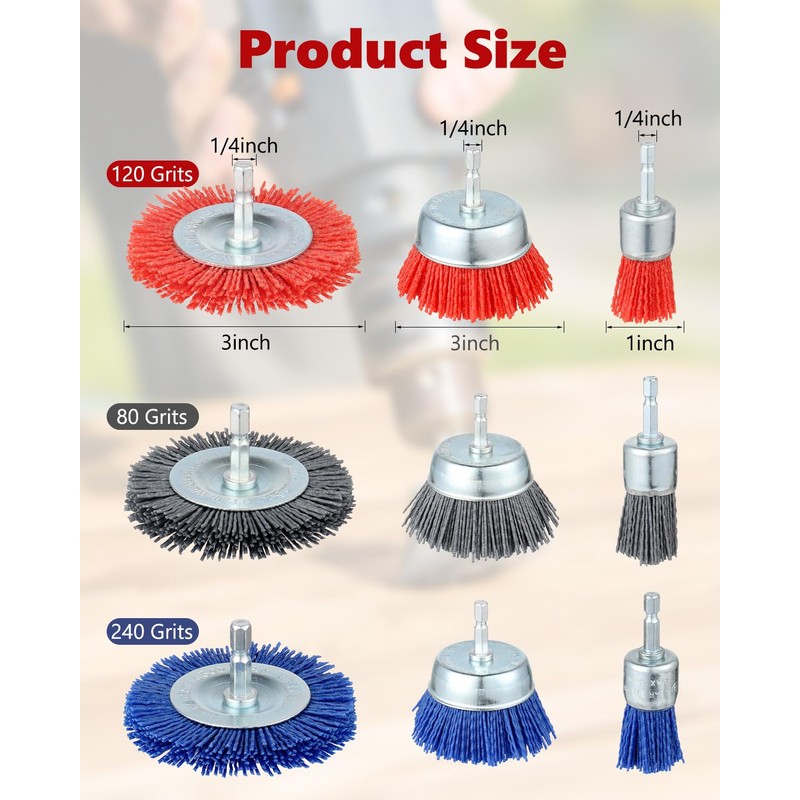 AOKLIT 18 Pack Nylon Filament Abrasive Wire Brush Wheel &