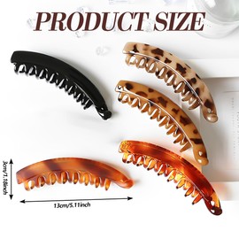 LAJUP 5 Stück Groß Bananen Haarspange Vintage Bananen-Haarspangen Pferdeschwanz Haarklammer Rutschfeste Leopard Haar Spange Haarclips Für Damen Mädchen Dicke Mittleres Haar(A)