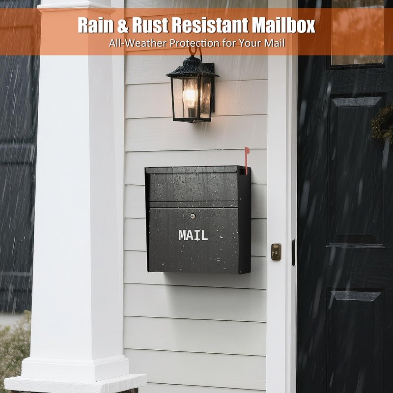 Metateel Wall Mounted Locking Mailbox with Outgoing Mail Slot, Secure