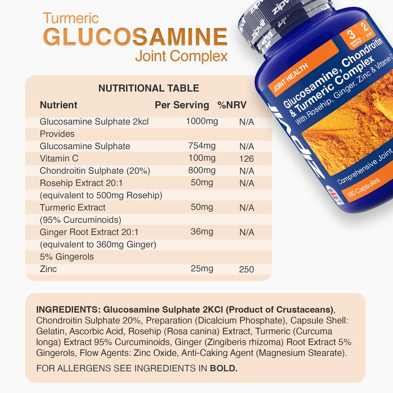 Zipvit Glucosamine and Chondroitin High Strength Complex with Turmeric, Vitamin