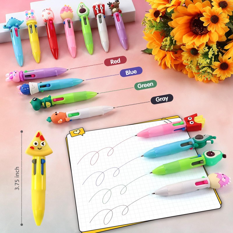 50Pcs 4-in-1 Multicolor Ballpoint Pens All In One Mini Cute