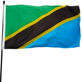 DANF Tanzania Flag 3x5 Ft Thick Polyester, Fade Resistant, Brass Grommets, Canvas Header Tanzanian National Flags with 3 X 5 Feet