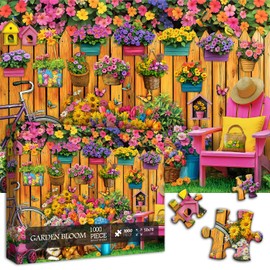 Flower Puzzles for Adults 1000 Pieces, Nature Spring Beautiful Garden Plant Cat Dog Jigsaw Puzzles, Floral Puppy Kitten Puzzle, Colorful Hard Difficult Impossible Challenging Puzzles for Adults